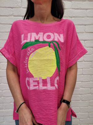 Bluzka limones różowa