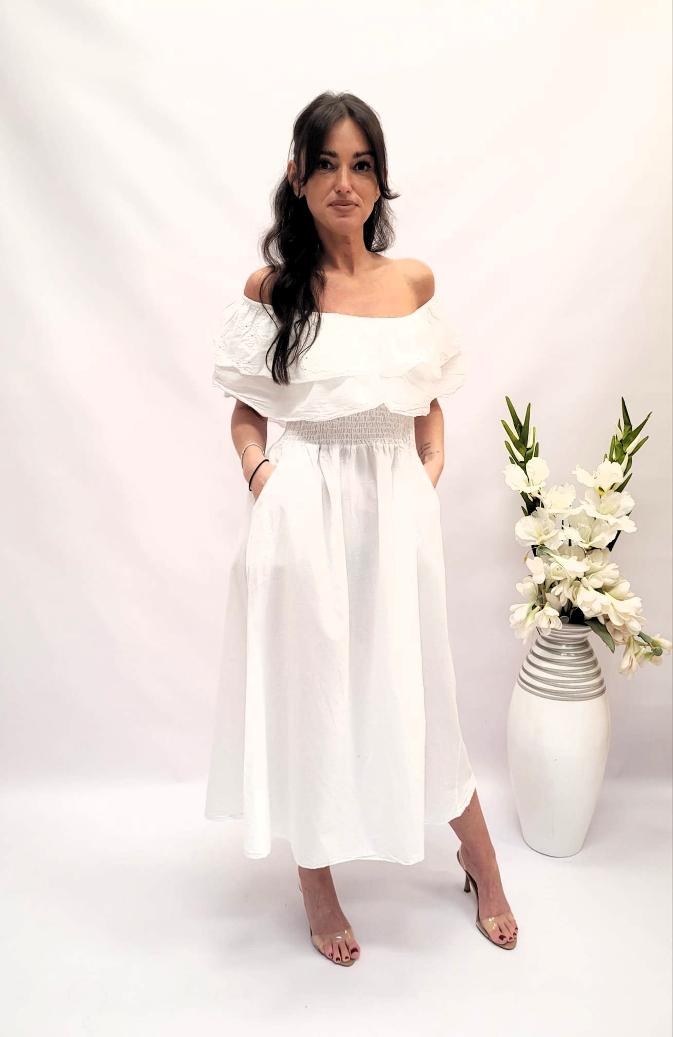 Sukienka hiszpanka długa biała