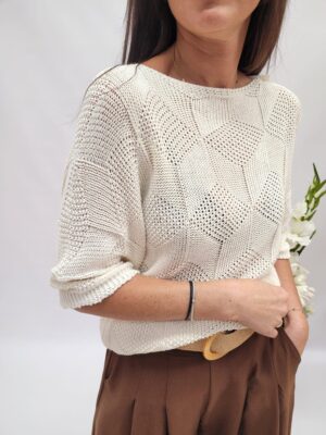 Sweter beżowy rąb