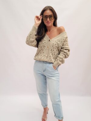 Sweter krótki rozpinany cappuccino