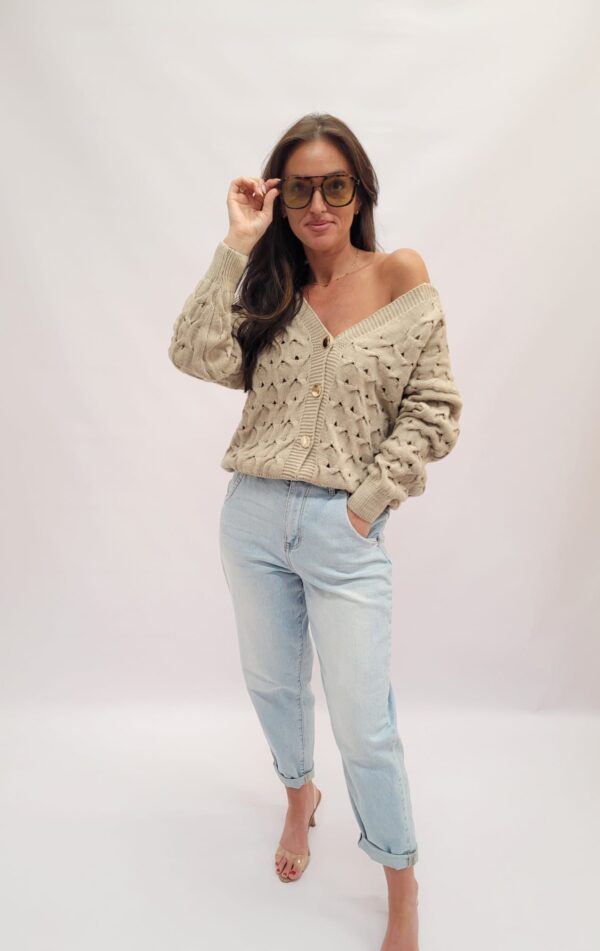Sweter krótki rozpinany cappuccino