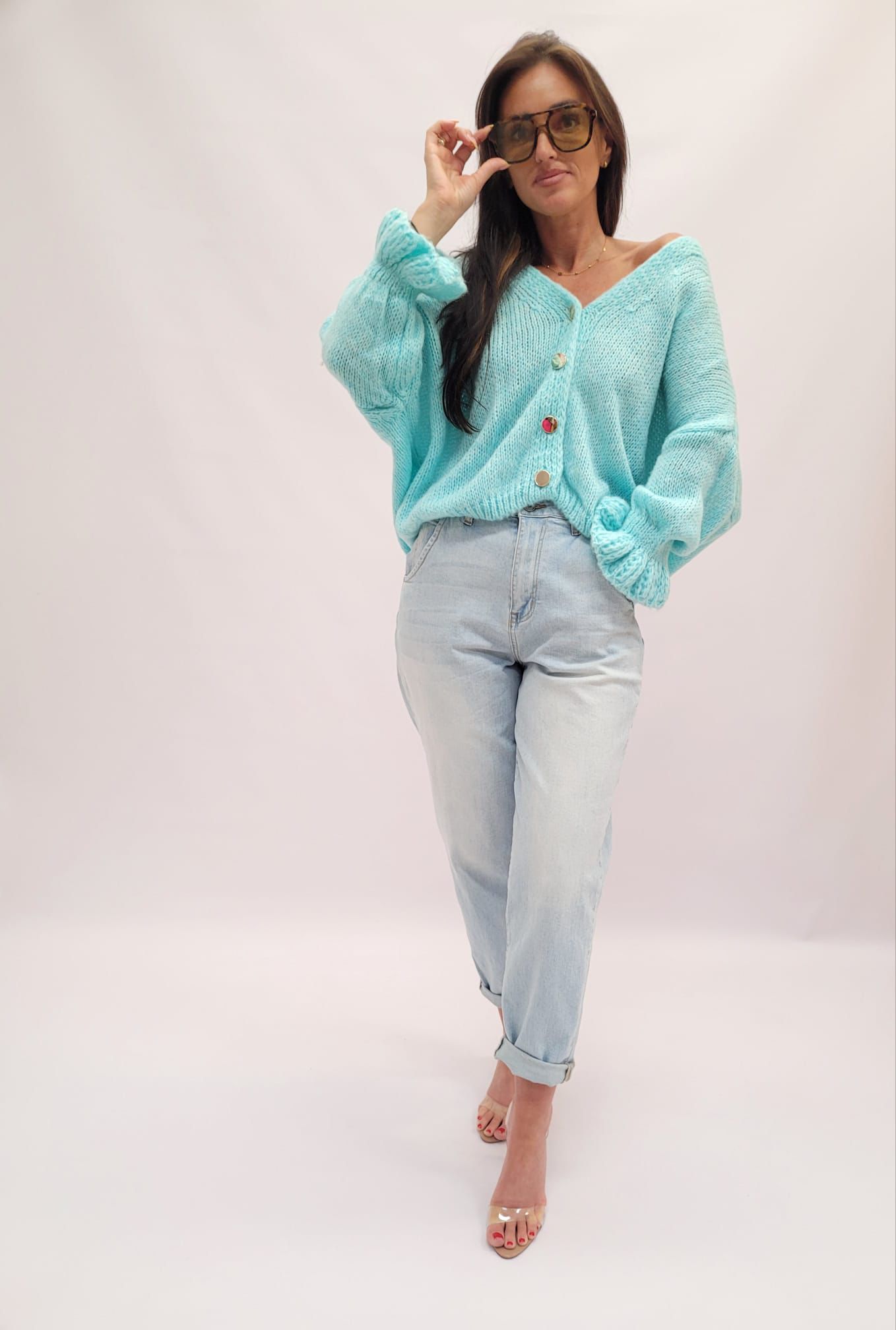 Sweter damski rozpinany niebieski