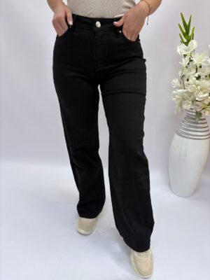 Spodnie jeans czarne prosta nogawka (plus size) DJ2498-1