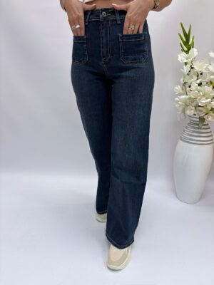 Spodnie jeans szeroka długa nogawka 98388-10