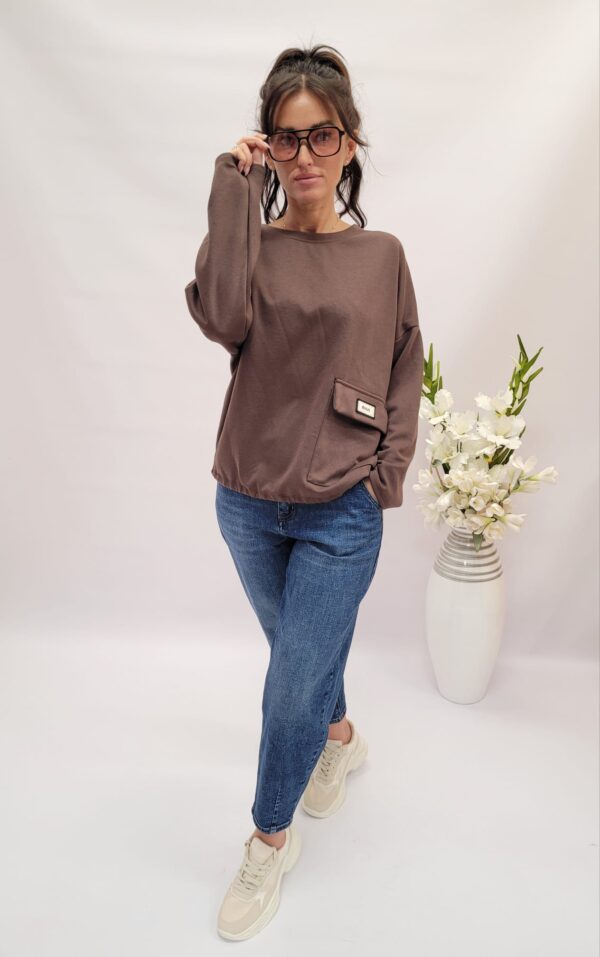 Bluza bawełniana min brąz KD
