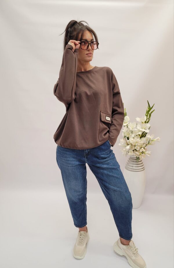 Bluza bawełniana min brąz KD - obrazek 3