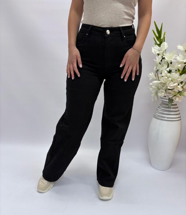 Spodnie jeans czarne prosta nogawka (plus size) DJ2498-1 - obrazek 2