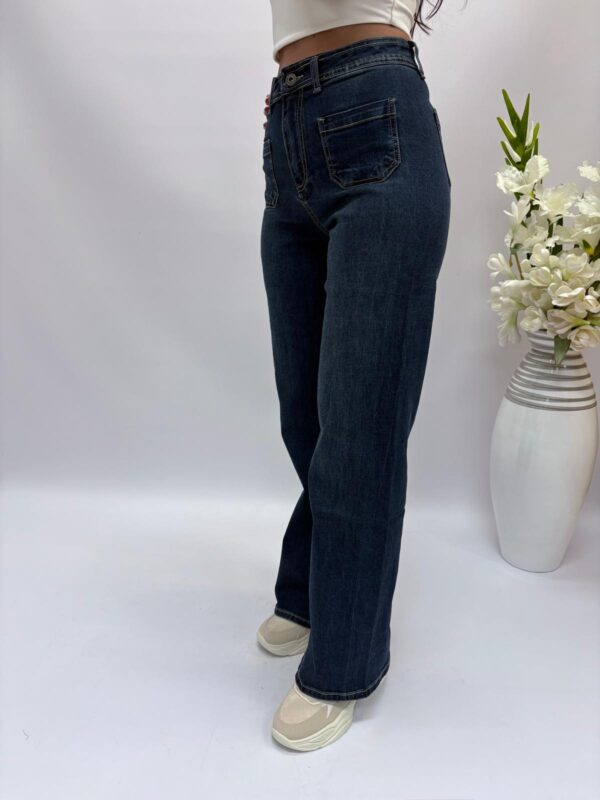 Spodnie jeans szeroka długa nogawka 98388-10 - obrazek 2