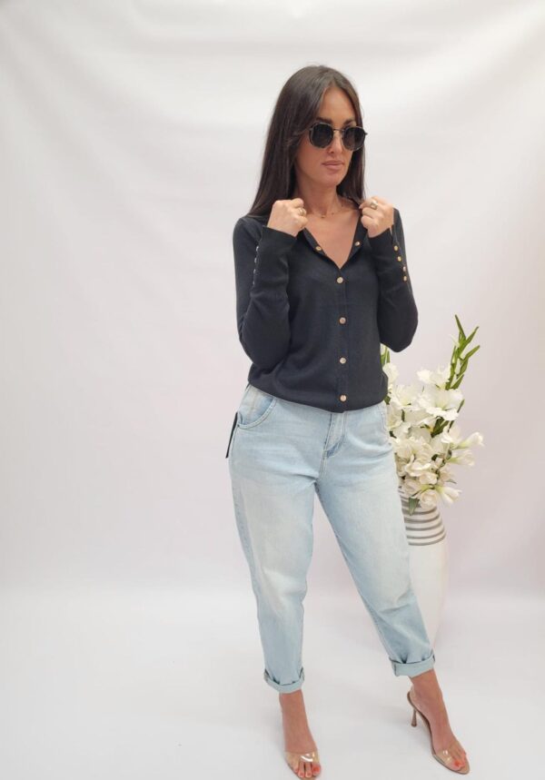 Sweter rozpinany czarny - obrazek 2