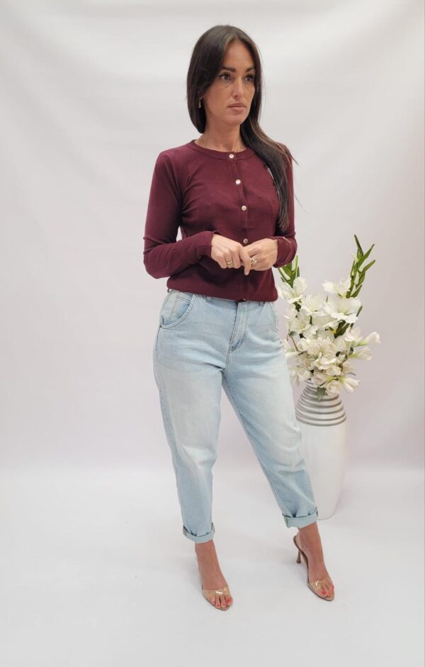 Sweter rozpinany bordo - obrazek 3