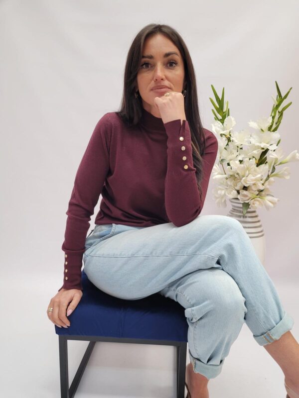 Sweter cienki półgolf bordo - obrazek 3