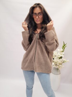 Bluza na zamek cappuccino miś