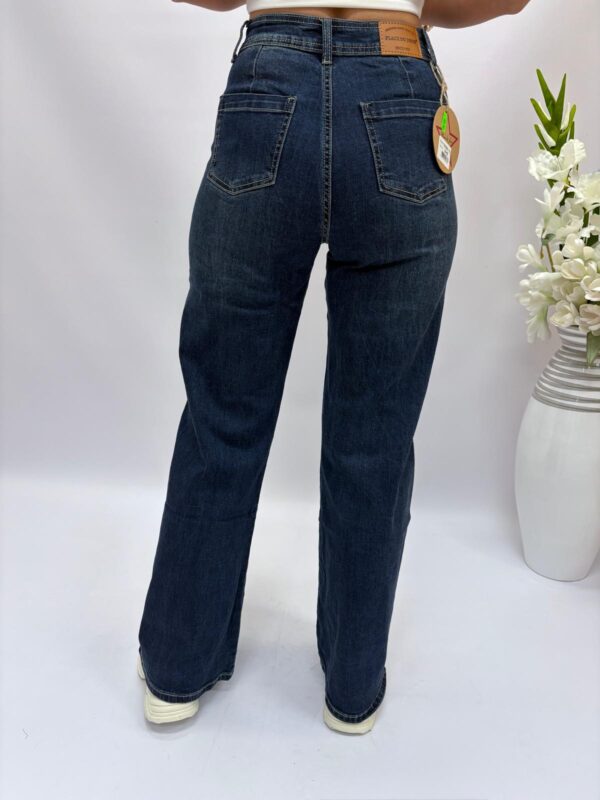 Spodnie jeans szeroka długa nogawka 98388-10 - obrazek 4