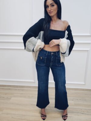 Spodnie jeans szeroka nogawka  98696-E