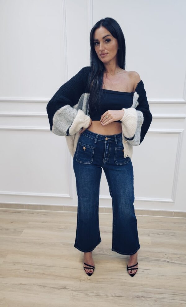 Spodnie jeans szeroka nogawka  98696-E