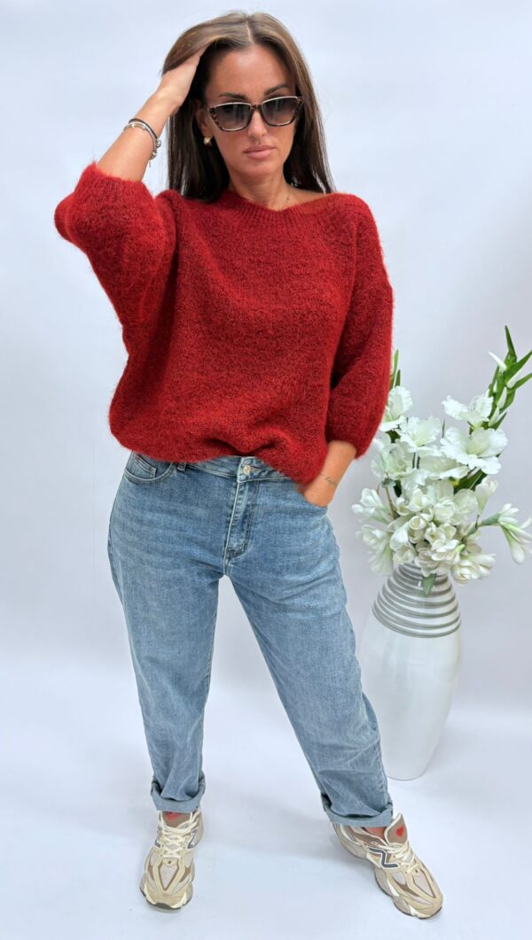 Sweter damski rękaw 3/4 bordo