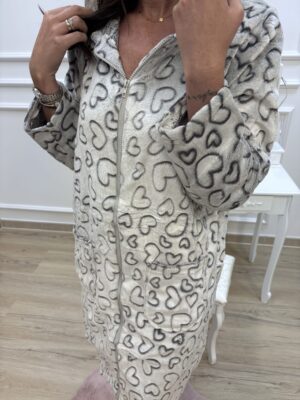 Szlafrok damski serduszka zamek-kaptur