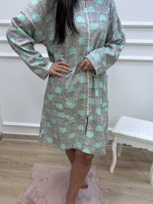 Szlafrok damski zamek- serca zielone