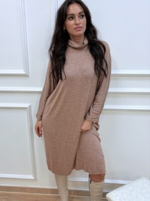 Sukienka dzianinowa beżowa