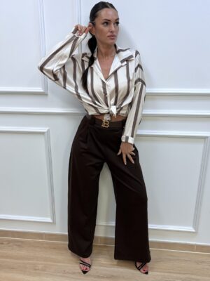 Koszula damska satynowa w odcieniach beżu