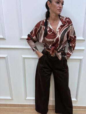 Koszula damska satynowa w rudym odcieniu