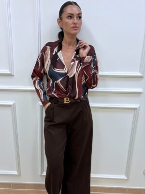 Koszula damska satynowa bordowa