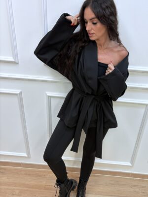 Marynarka/kimono damskie z paskiem- czarne