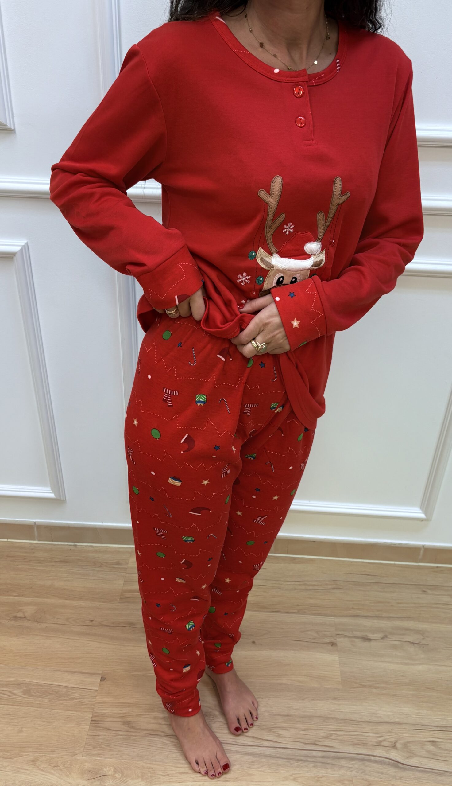 Piżama damska świąteczna z reniferem - obrazek 3
