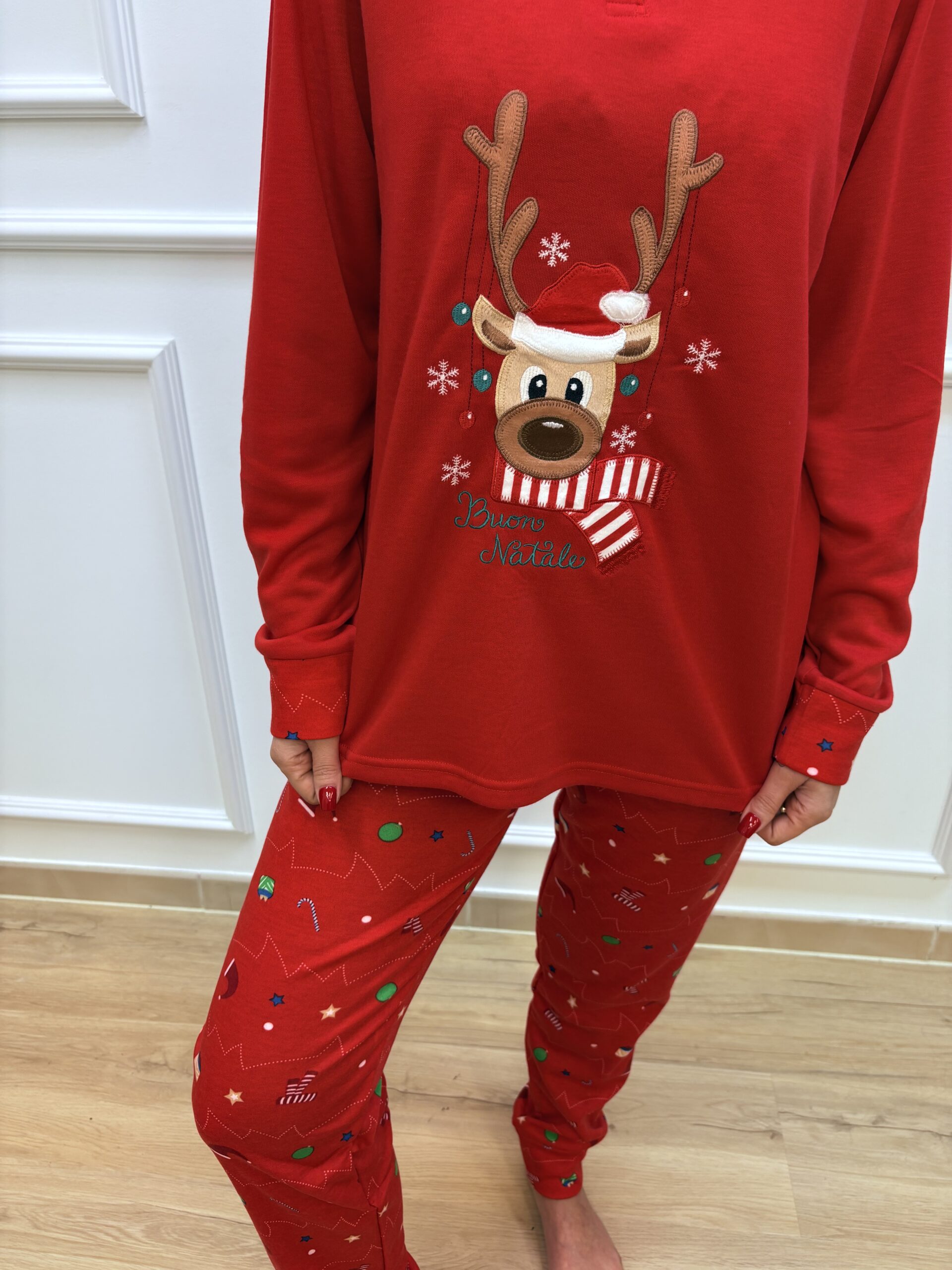 Piżama damska świąteczna z reniferem - obrazek 2