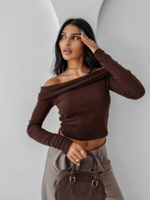 Bluzka damska OLAVOGA- brązowa