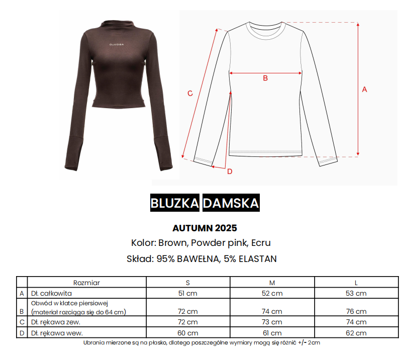 Bluzka damska OLAVOGA AUTUMN- pudrowy róż - obrazek 3