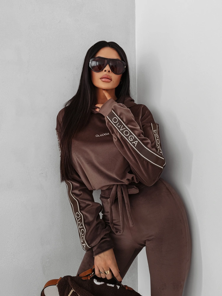 Komplet damski OLAVOGA VELVET AURA- brązowy