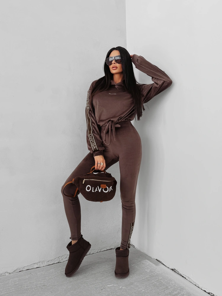 Komplet damski OLAVOGA VELVET AURA- brązowy - obrazek 2