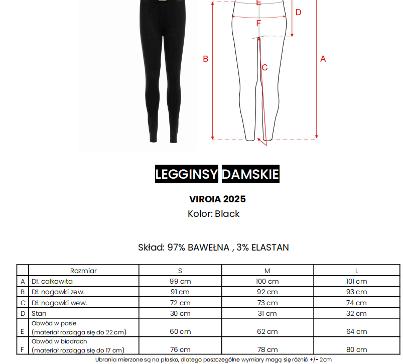 Legginsy damskie OLAVOGA VIROIA - czarne - obrazek 4
