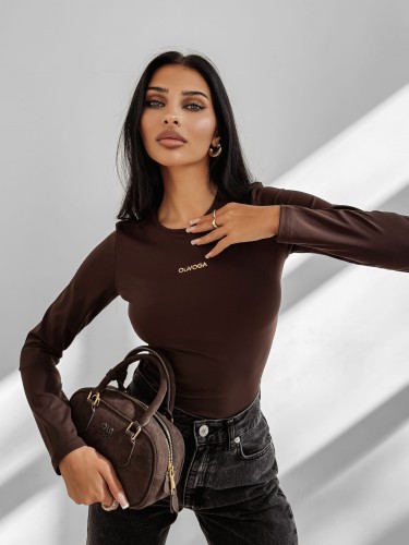 Bluzka damska OLAVOGA SIMBI- brązowa - obrazek 4