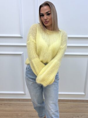 Sweter Moherowy dzwonek- żółty