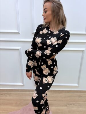 Piżama damska z uroczymi misiami- czarna