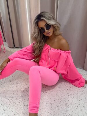 Komplet damski LAMONNE CHILL neonowy róż